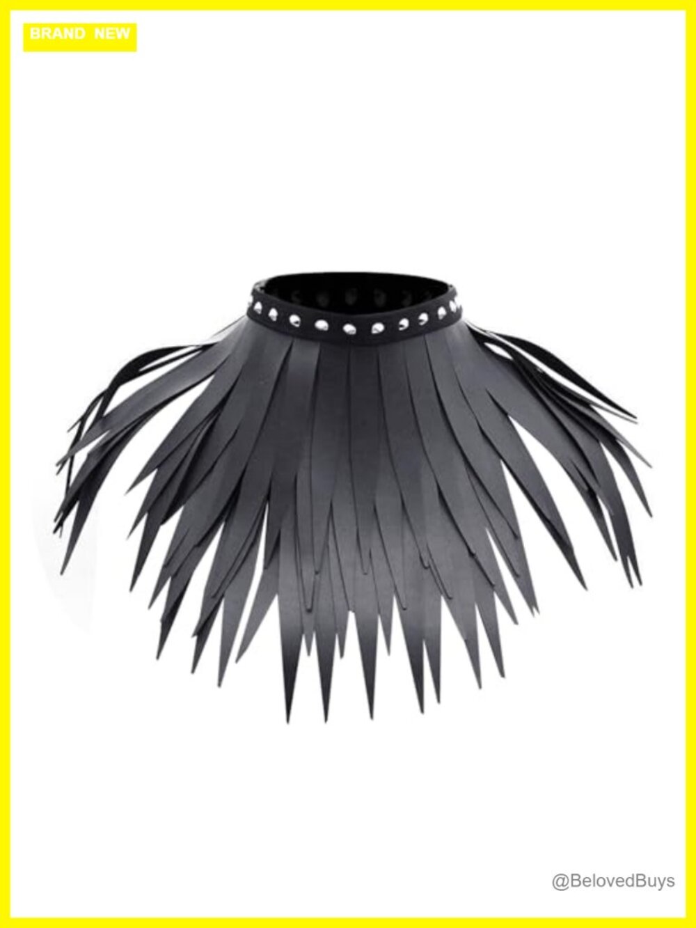 Gothic Fringe Choker Punk Black PU Leather Tassel Collar Shrug